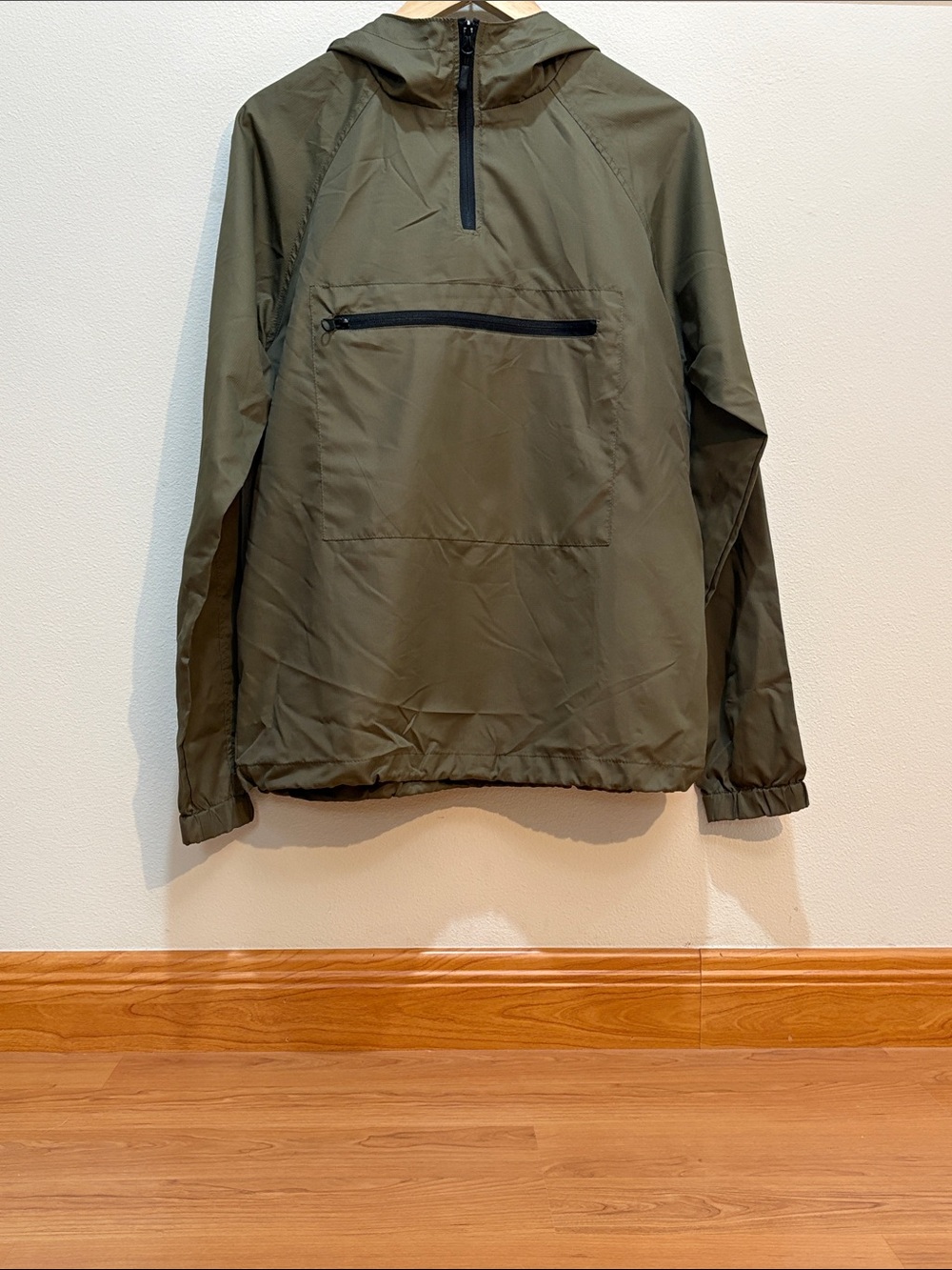 City Streets Olive Hooded Pullover Windbreaker